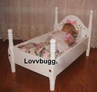 Newly listed White Bed w Flowers Doll Furniture fits American Girl