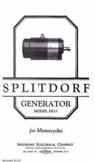 SPLITDORF GENERATOR BULLETIN N 120 FOR MODEL DU 7