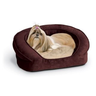 Bolster orthopedic foam Pet Sleeper M Dog Paw print Microsuede bed