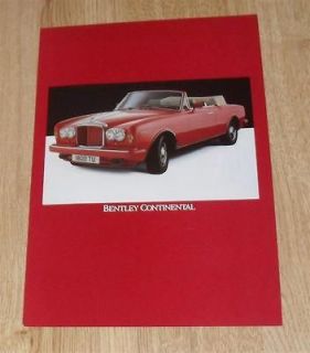Bentley Continental Brochure / Flyer Circa 1984