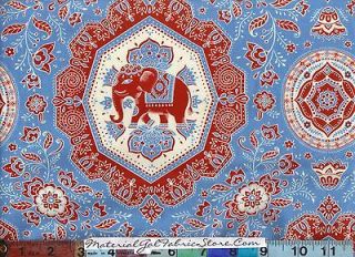 Moda Lily Ashbury Fabric ~ Tradewinds 453 22 Macaw Blue w/ Red