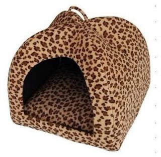 Soft Cozy Leopard Grain style Tent House Bed for Princess Dog Cat M