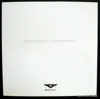 Bentley 2009 Continental Supersports Sales Brochure