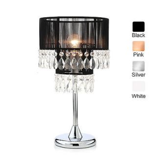 TABLE / BEDSIDE LAMP DIVA WITH BLACK CRYSTAL STYLE SHADE IN STOCK   4