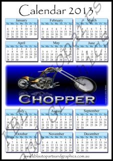 Chopper Fridge Magnet 2013 Calendar for Motorbike V8 Drag Race Harley