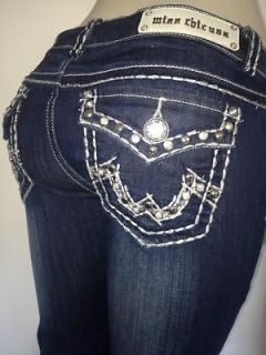 NWT Miss Chic Sparkle Becky Rhinestones Bootcut Jeans Size 1/25 HOT