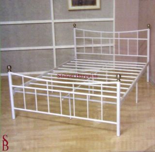 Belinda Double Metal Bed To Go   4 6 White Bedframe Frame