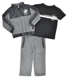 Beverly Hills Polo Infant Boys Gray Micro Fleece Sweat Suit Set Size