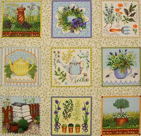 MAKOWER & Valerie Greeley HERB GARDEN 15 squares quilt fabric OOP
