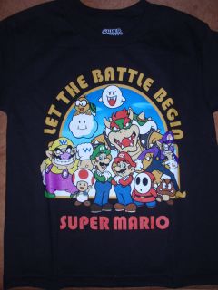 Boys Super Mario Bros Luigi Let The Battle Begin T Shirt New w/ Tags