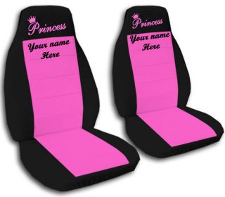 cool blk/hot pink car seat covers w/princess+you r name