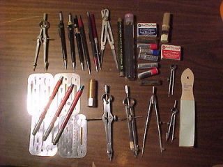 approx. 34 piece lot of vintage drafting tools   compasses, lead