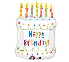 23 BIG Happy Birthday Cake Shaped Balloon Candle White