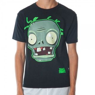 Official Plants vs Zombies Big Face Zombie Black Youth T Shirt
