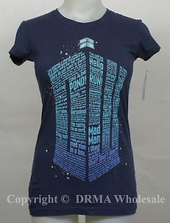 Authentic DR. WHO Tardis Logo of Words Girl Juniors Tee T Shirt S M L