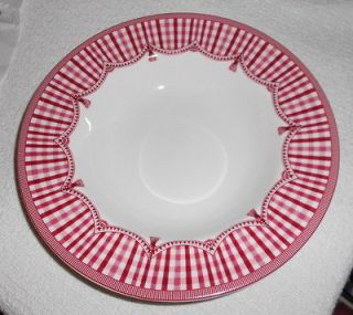 HTF Queens China ROOSTER 4 Red Plaid & Swag Rim Bowls Made for Neiman