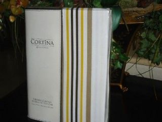 Kassatex Cortina Yellow /Brown /White Cabana Stripe Shower Curtain