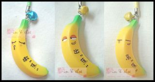 Various Faces Mood Banana Plastic Mobile Cell Phone Charm Strap