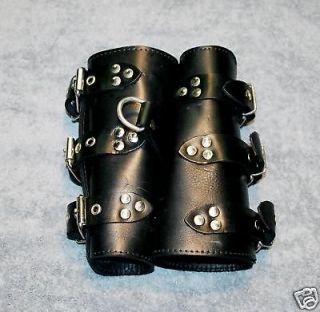 Attached, Buckling Leather Arm Binder Gauntlet with D rings, One Piece