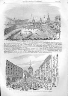 Grande Fete Berne Switzerland Antique Print 1853