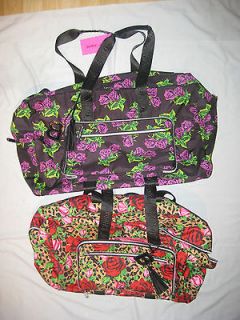 betsey johnson tote, LUGGAGE,overnight weekender cheetah,LEOPARD ROSES