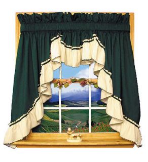 Dolly Country Ruffled 3 pc Swag Curtain & Valance Set Primitive