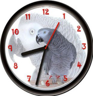 African Gray Parrot Grey Bird Pet Store Sign Wall Clock