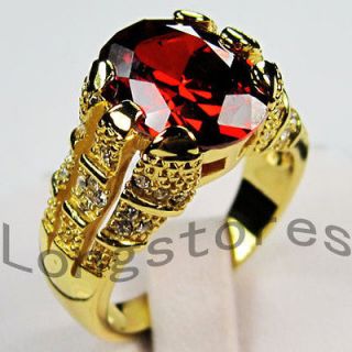 Jewelry New ruby mens yellow Gold GF Ring sz10 free gift hot sell