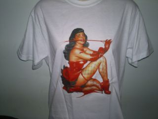 BETTY PAGE WHIP BURLESQUE PIN UP MENS T SHIRT