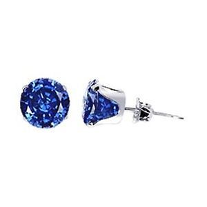 Sterling Silver Round Sapphire CZ September Birthstone Prong Stud