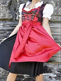 ,Bavarian German,Trachten,Dirndl Dress, 3 pc.2/4.US.Black/Red