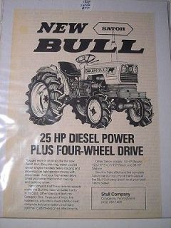 Vintage 1978 Satoh Bull Tractor Print Ad Bison Elk