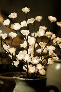 Newly listed 20 Lighted Cream CHERRY BLOSSOM Twig Branch   60 lights