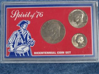 1776 1976 Spirit of 76 Bicentennial Coin Set of 3 coins B9868