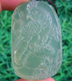 China natural Transparent xiuyu/jade carved*Woodpec ker*amulet pendant