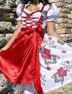 est,Bavarian German,Trachte n,Dirndl Dress, 3pc.Sz 8/10,red&black