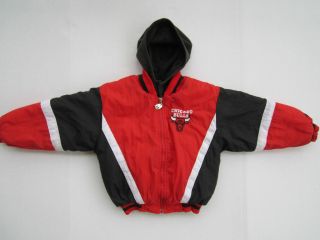 Vintage Chicago Bulls Puffer Coat Childrens [Sz 7] 90s Hooded Jacket