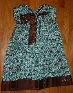 Shoshanna Size 10 Strapless Moroccan Print Silk Party Dress