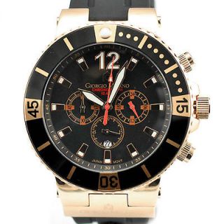 Milano 884RG0313 Black Dial Rubber Band Stainless Steel Mens Watch