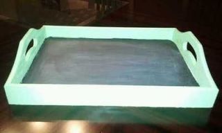 Green Wooden Tray with Chalkboard on the Inside
