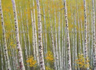 Abstract Oil Painting Paintings Canvas White Birch Tree Fall Leaves