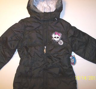 NWT Black Monster High Doll Girls Winter Jacket Coat Parka Sz L 10 12