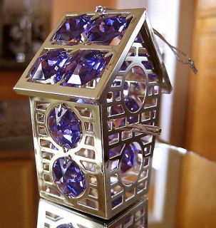 Birdhouse Ornament made with 14 Swarovski Crystal Octagon Prisms