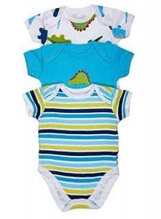 Babywear 3pk Boys Fashion Dinosaur Print Bodysuits/ Baby Grow  Vest