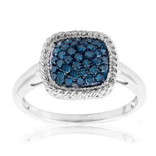 Sterling Silver Blue Diamond Fashion Ring 1/4ctw