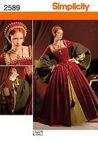 Simp 2589 Renaissance Tudor Gown, French Hood Pattern