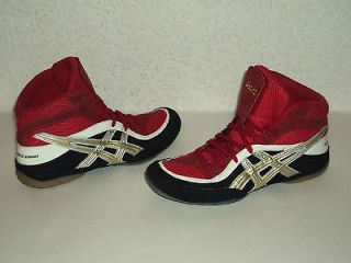 Asics   Womens Wrestling Athletic Shoes   Red Black Silver and White