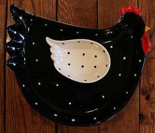 New Rooster Chicken Hen Chip and Dip Bowl Platter Barnyard Farm Decor