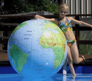 48 Inflatable Earth Globe LIGHT BLUE Topographical World   Blowup