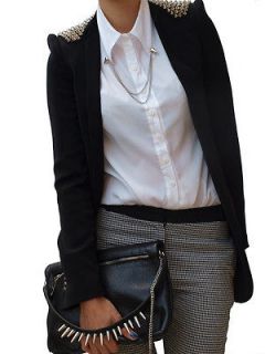 Zara Black Stud Studded Longline Blazer Jacket Coat Outerwear BNWT